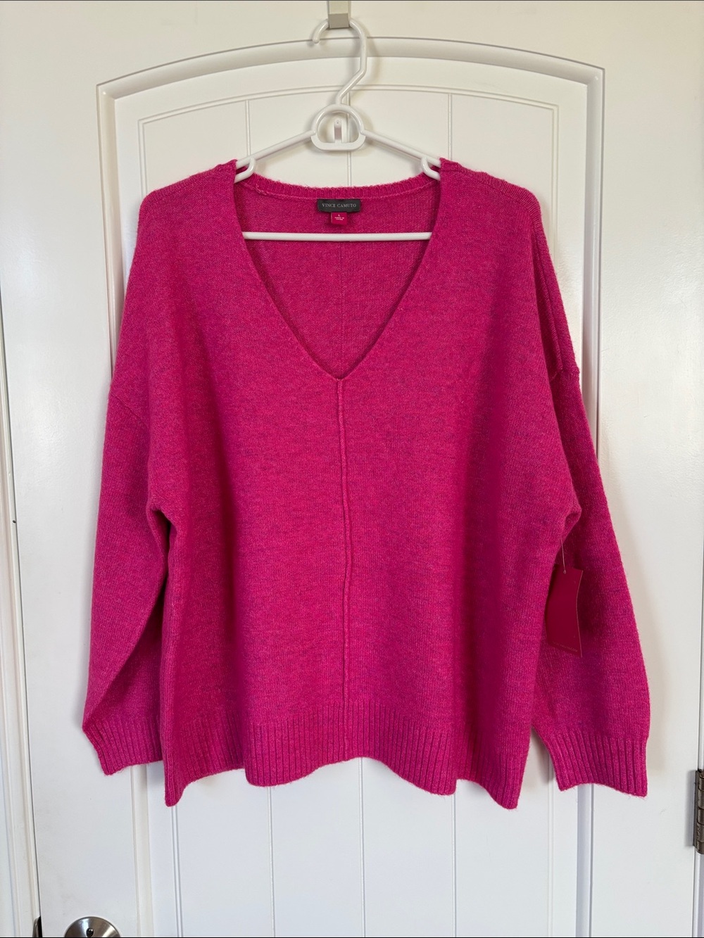 Vince Camuto Bright Pink V-Neck Sweater